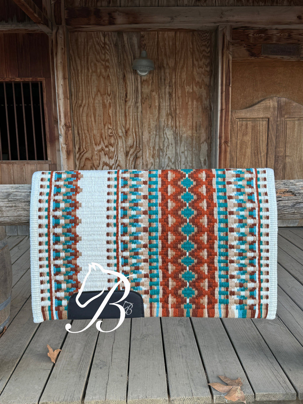 Impressive Teal Rust on Off White