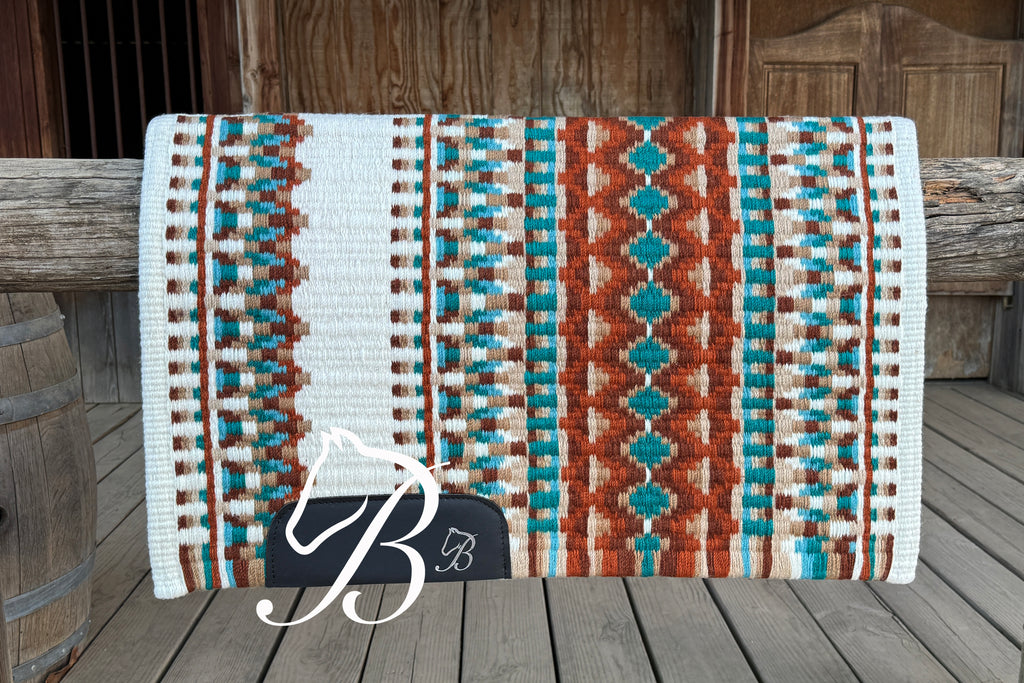 Impressive Teal Rust on Off White