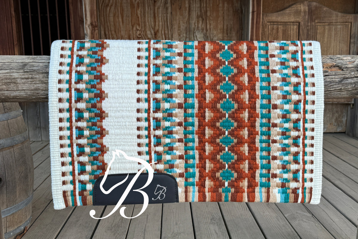 Impressive Teal Rust on Off White