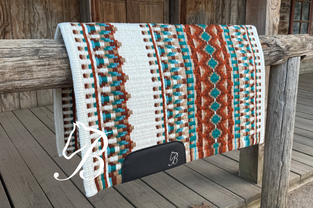 Impressive Teal Rust on Off White