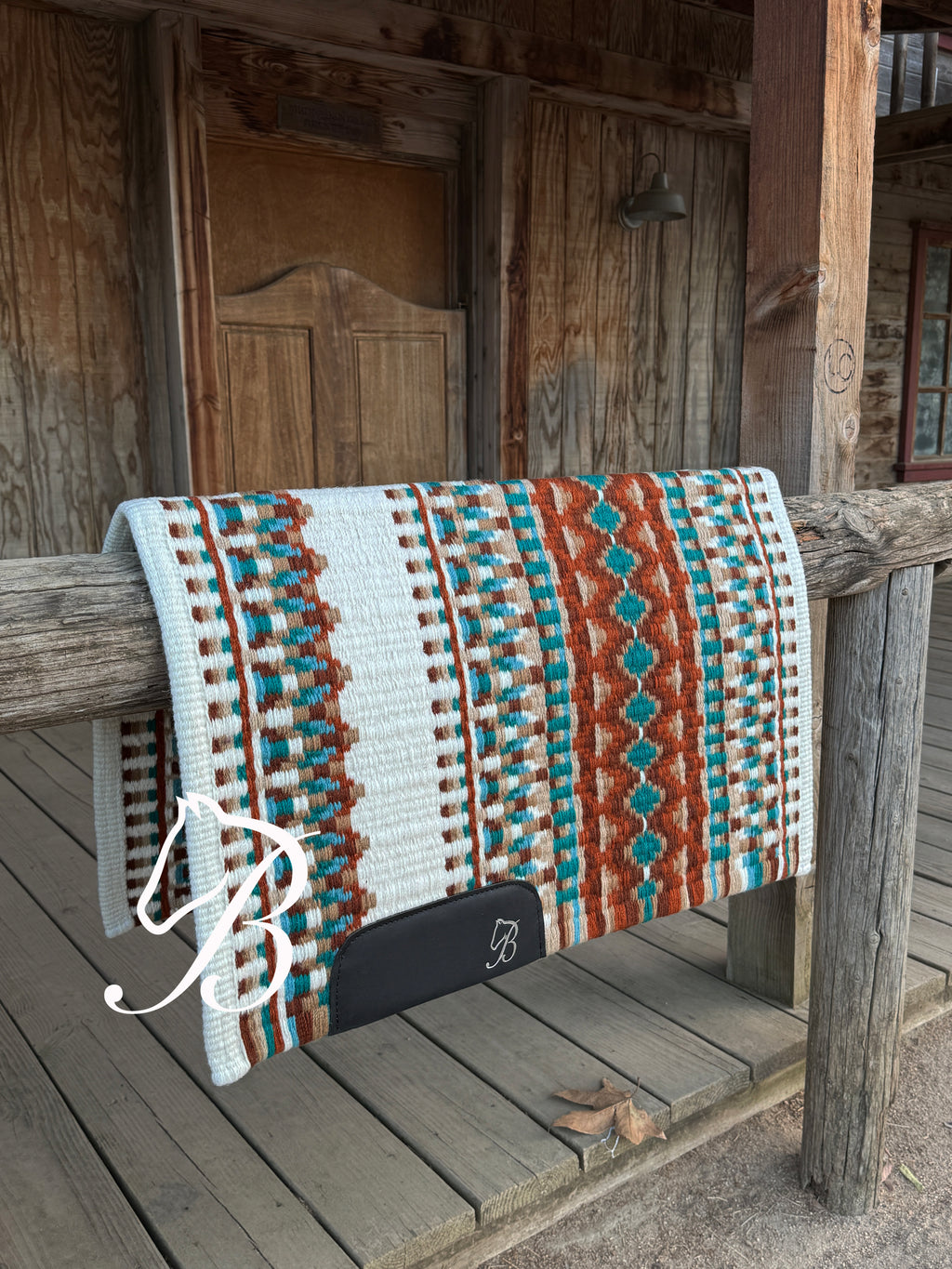 Impressive Teal Rust on Off White