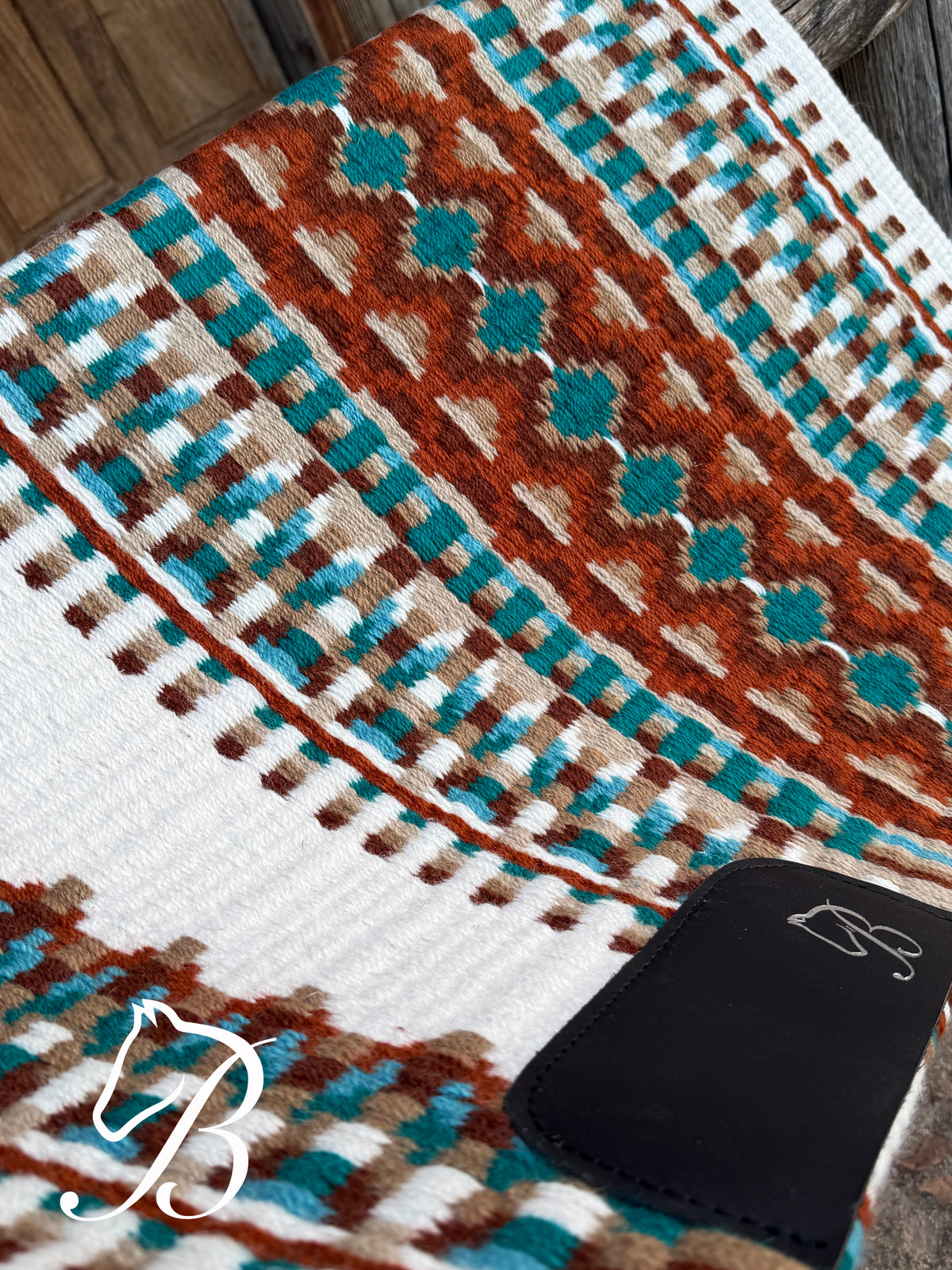 Impressive Teal Rust on Off White