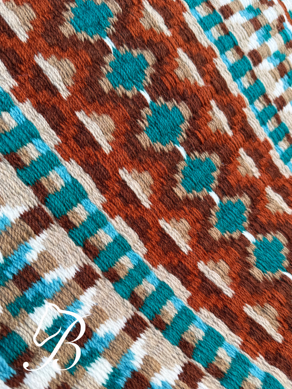 Impressive Teal Rust on Off White