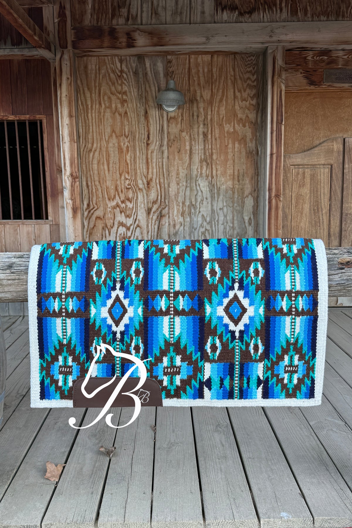 NIkko Chocolate Blue & Turquoise White Edge