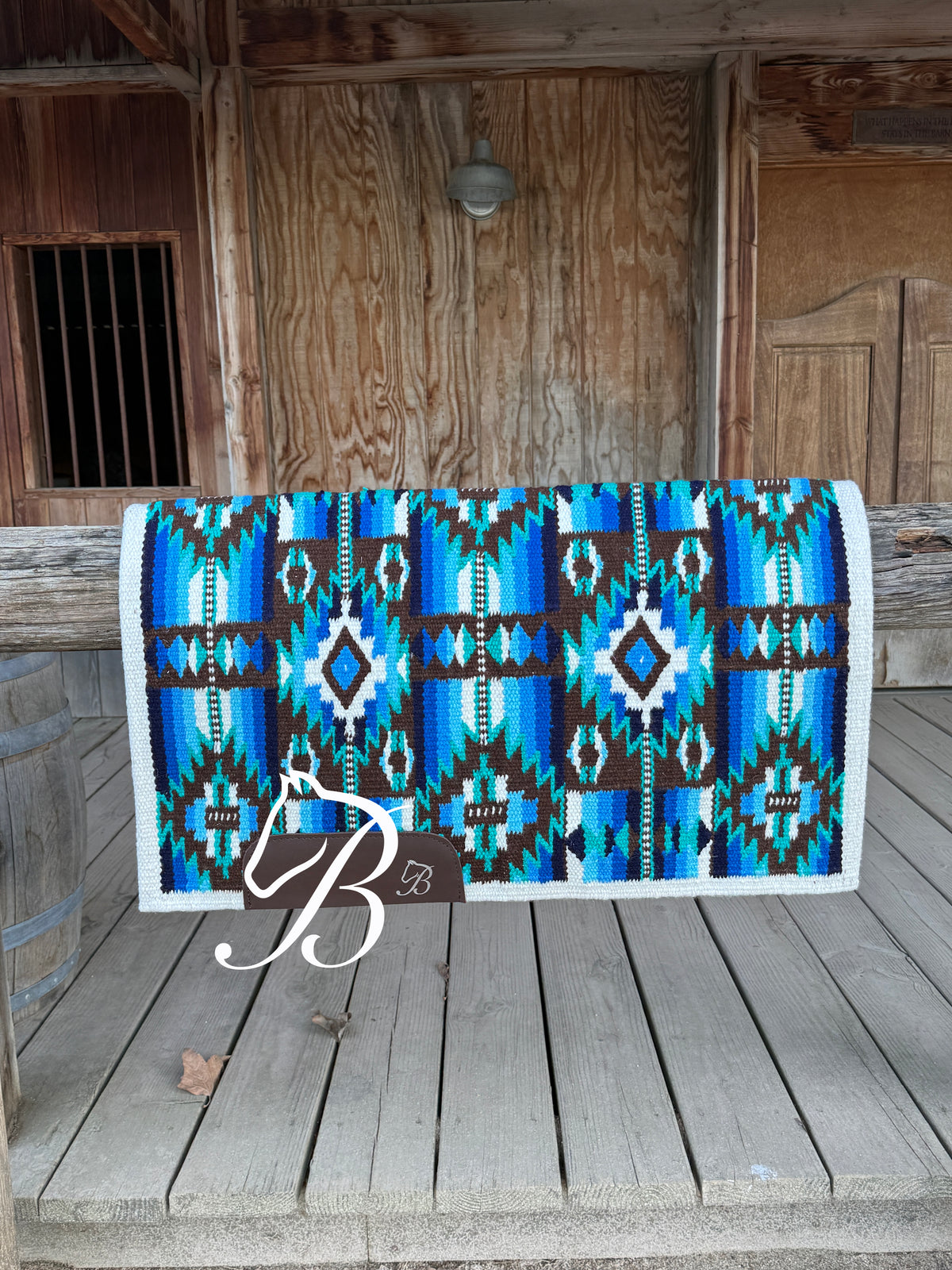 NIkko Chocolate Blue & Turquoise White Edge