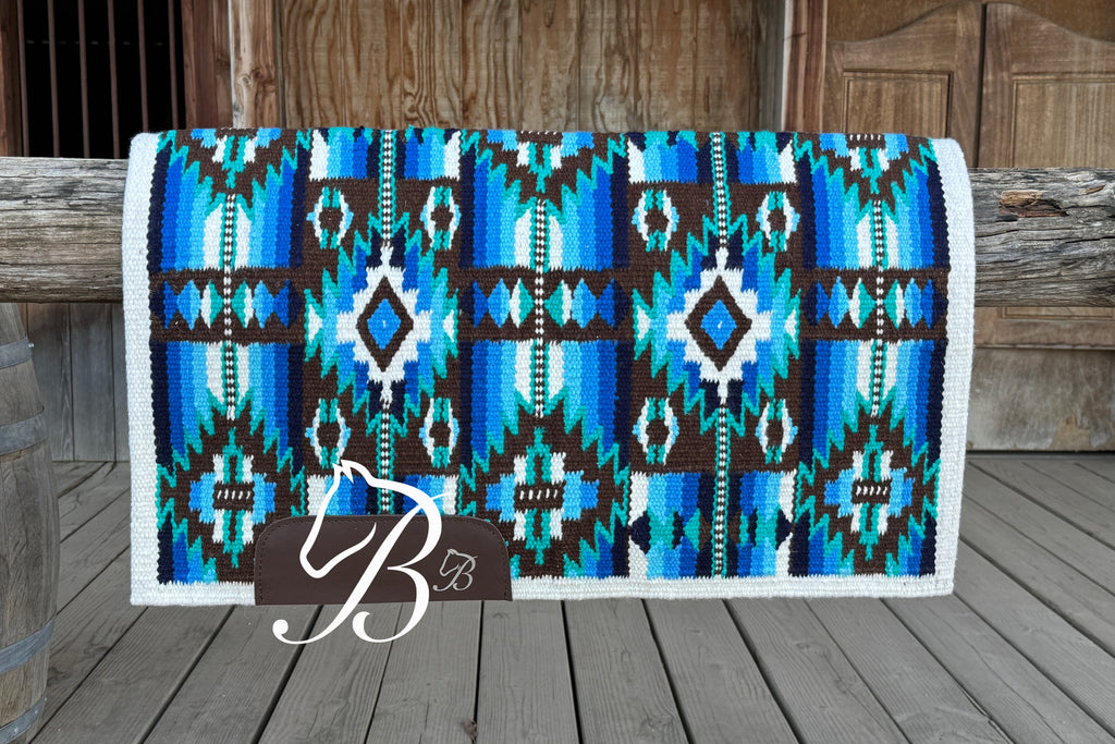NIkko Chocolate Blue & Turquoise White Edge