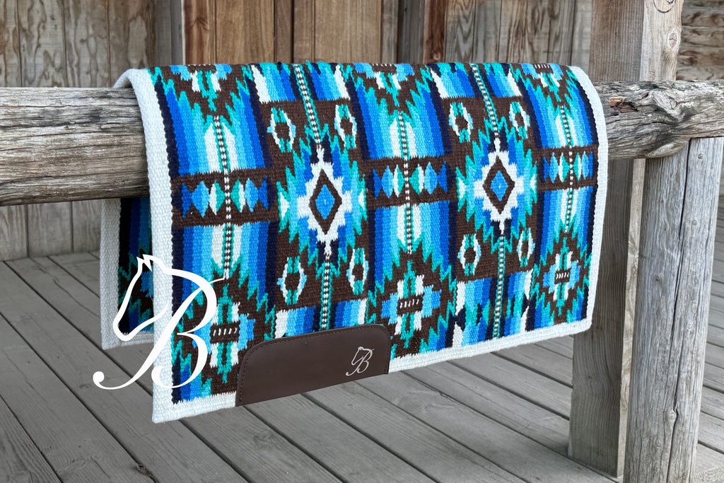 NIkko Chocolate Blue & Turquoise White Edge