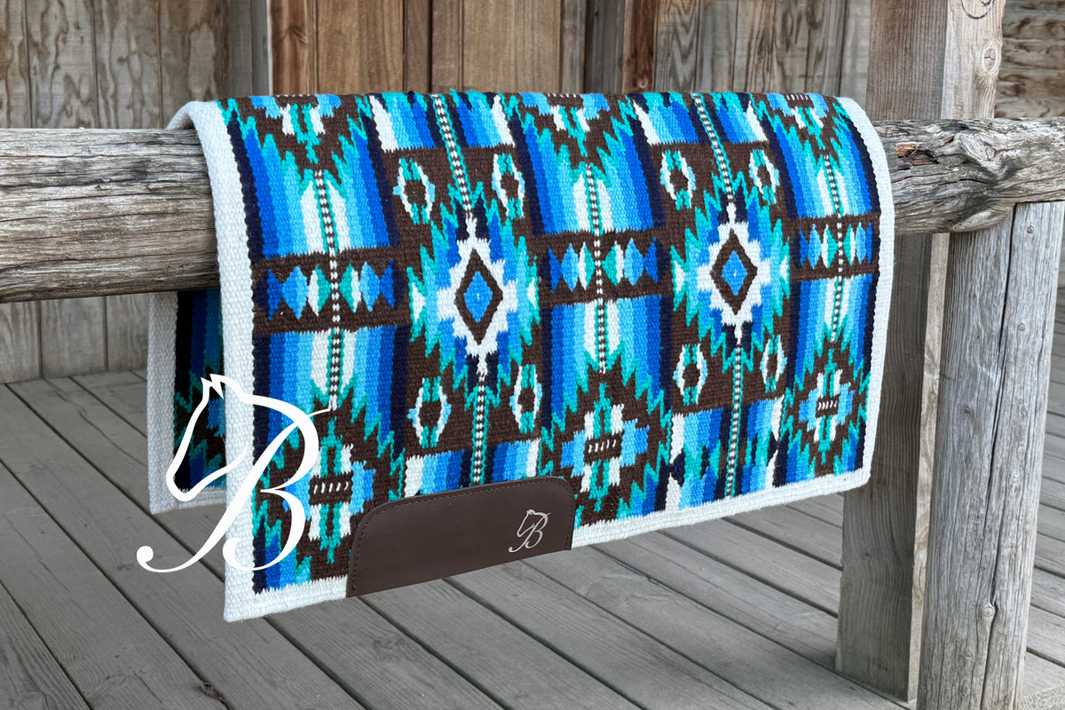 NIkko Chocolate Blue & Turquoise White Edge