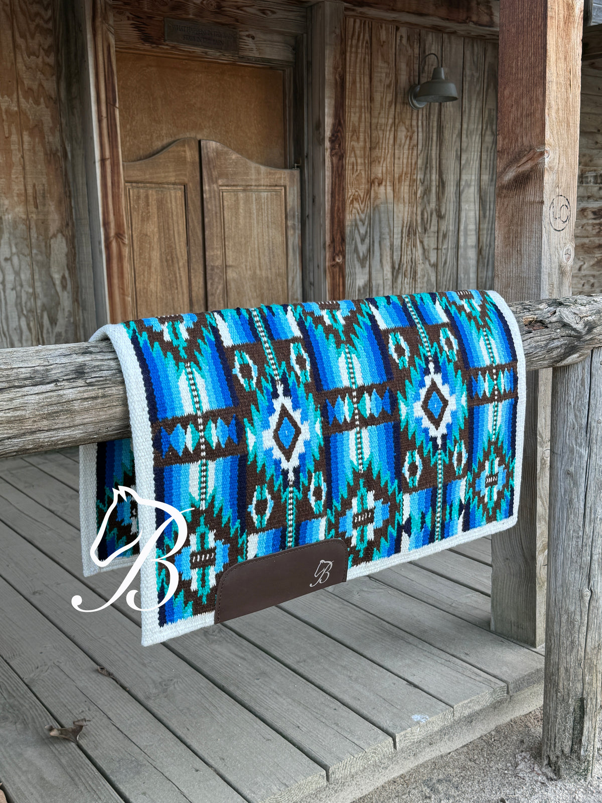 NIkko Chocolate Blue & Turquoise White Edge