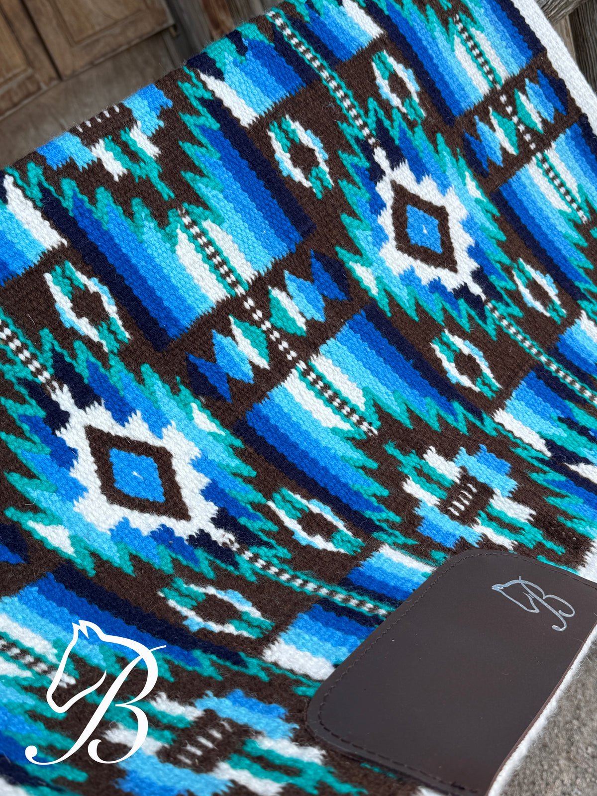 NIkko Chocolate Blue & Turquoise White Edge